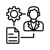 Icon: person with gears and documents